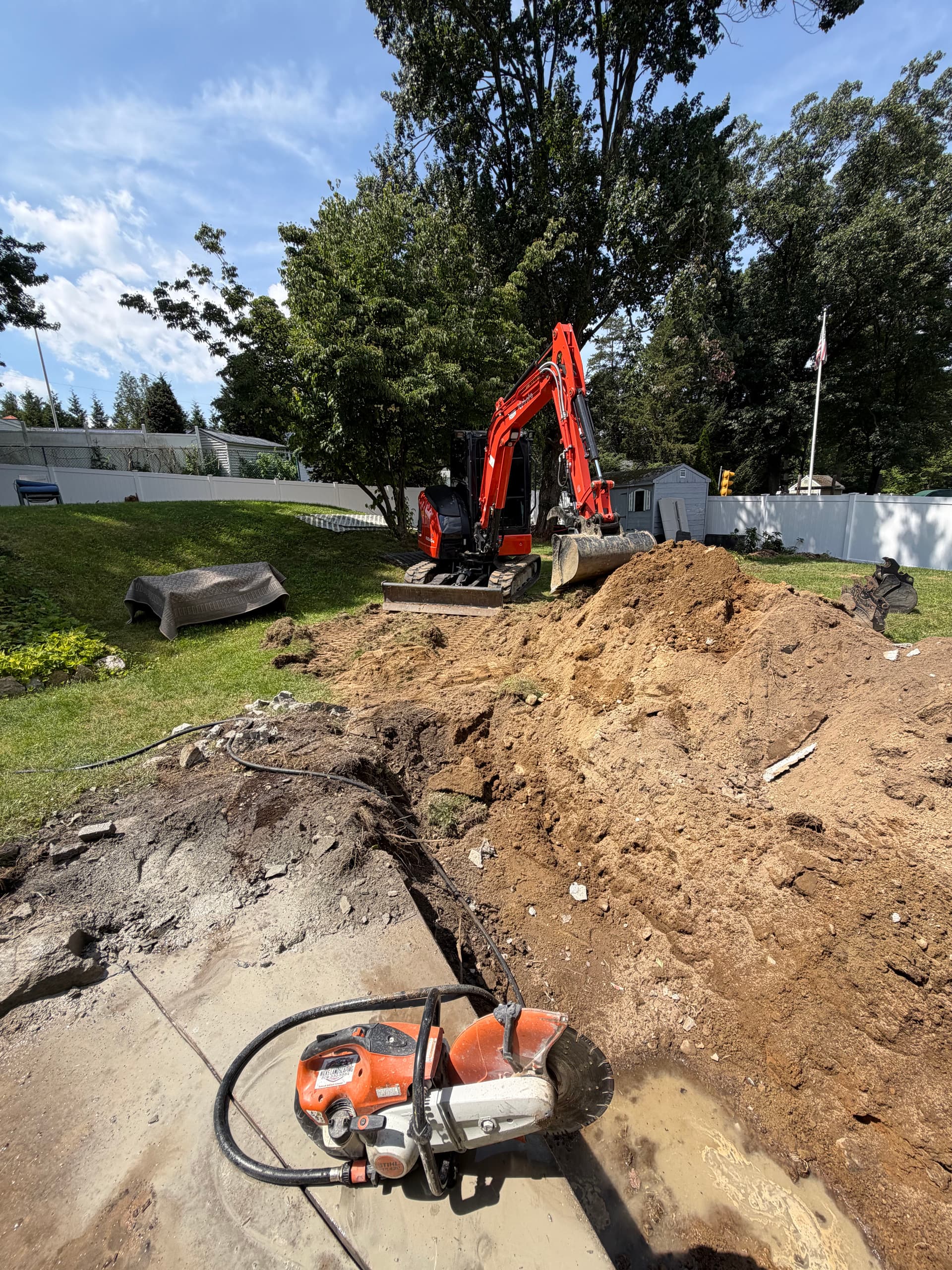 Sewer Line Replacement and Backyard Site Prep in Southborough