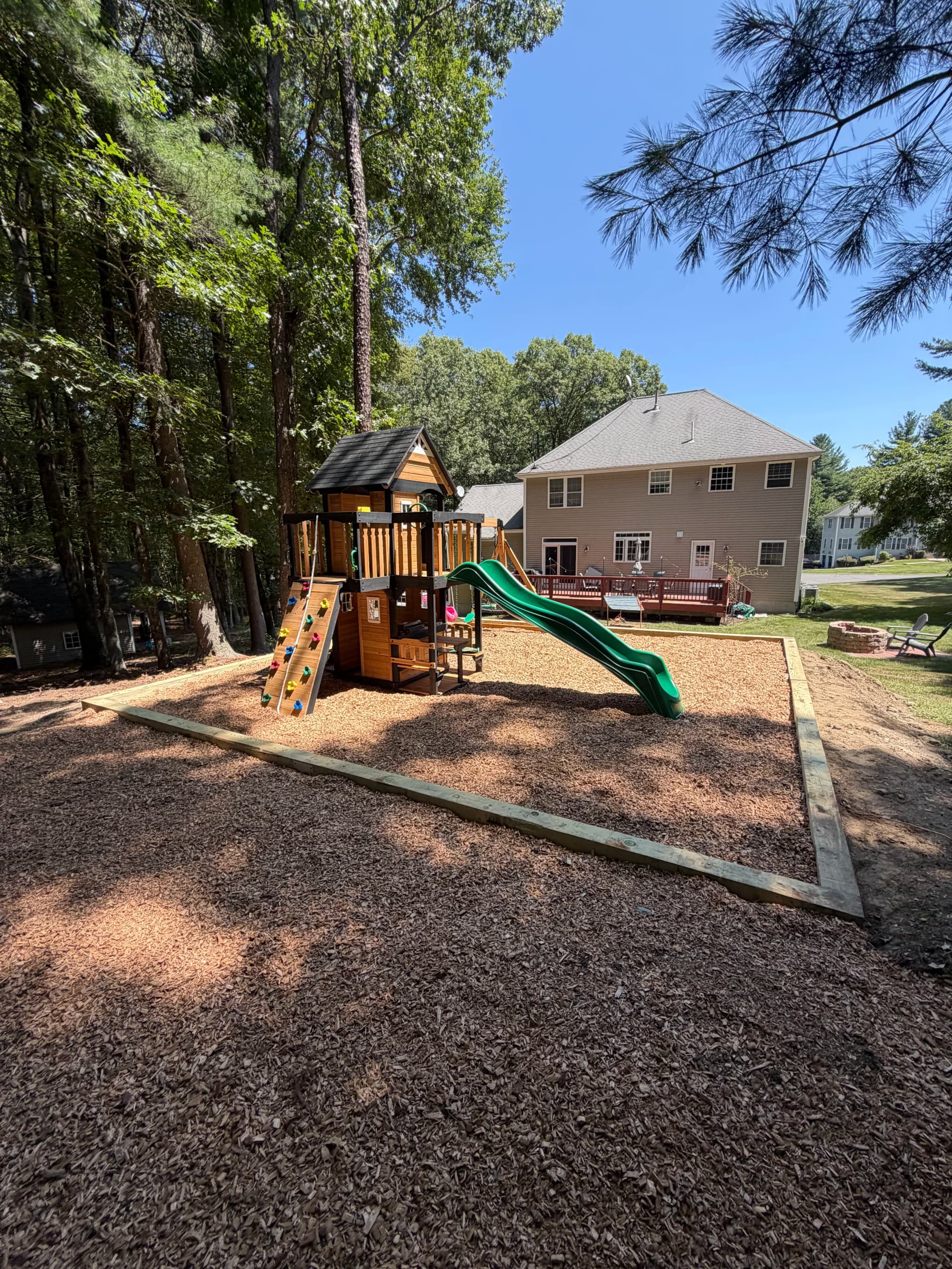 Backyard Playground Pad Build in Uxbridge MA