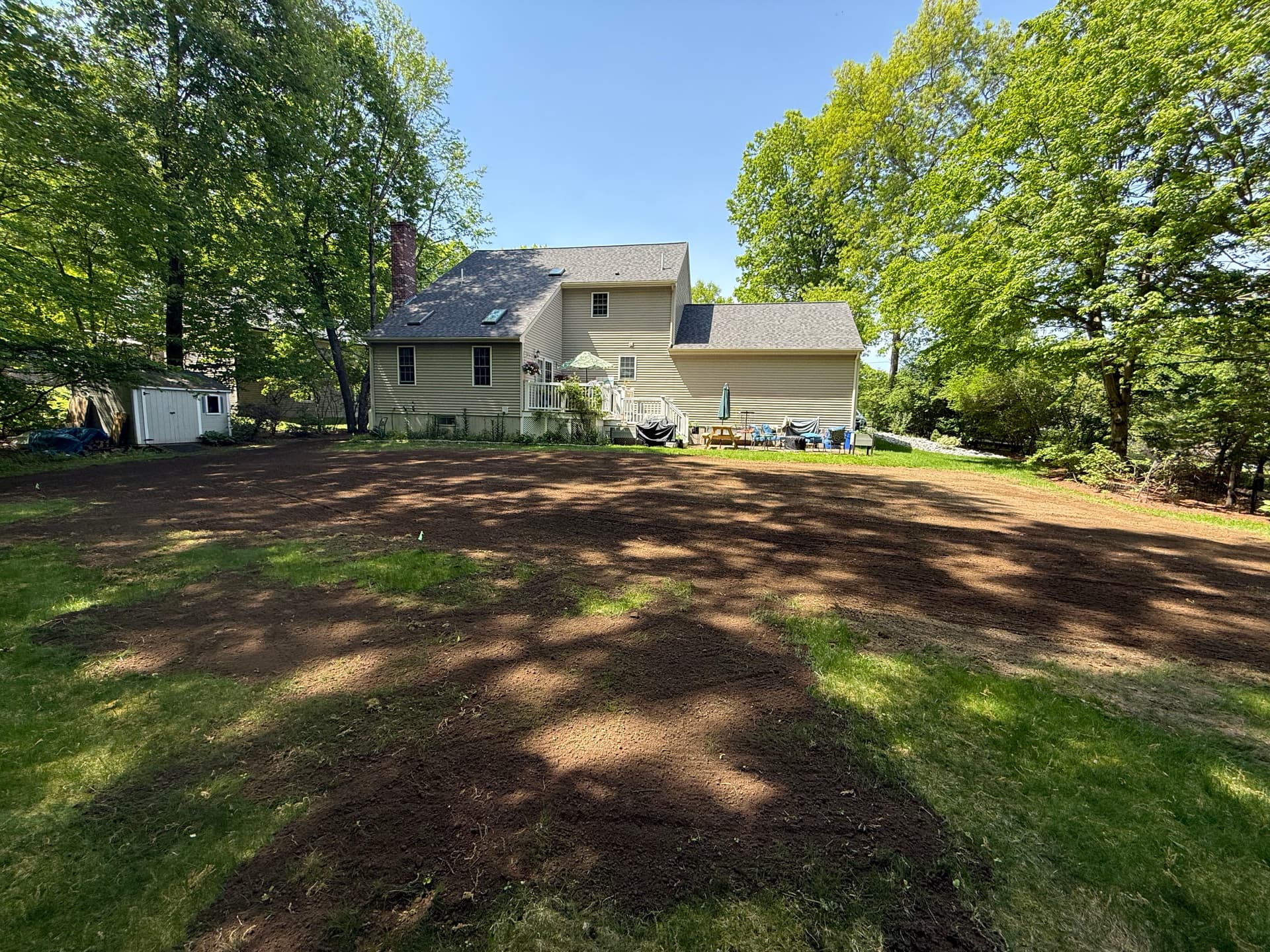 Backyard Cleared, Graded and Loamed for Hydroseed in Northbridge