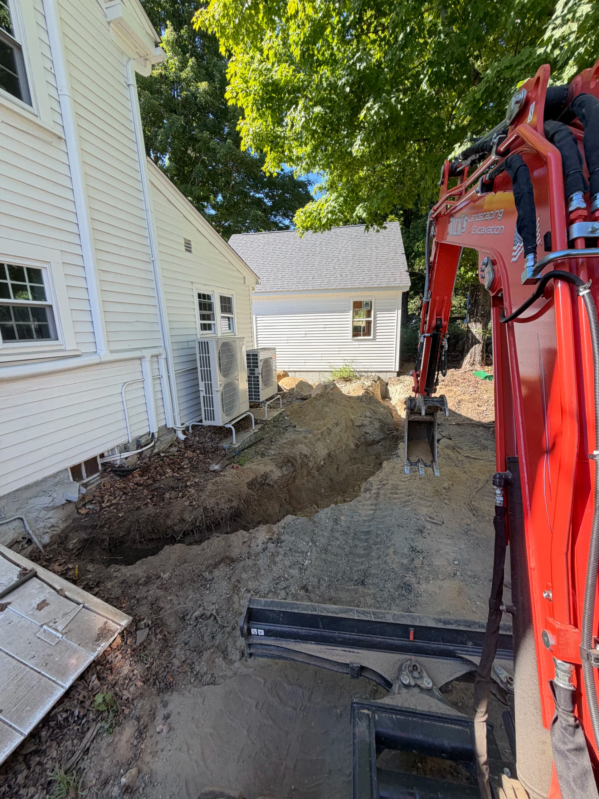 Electrical Trench Dug Through Rocky Ground in Medway MA