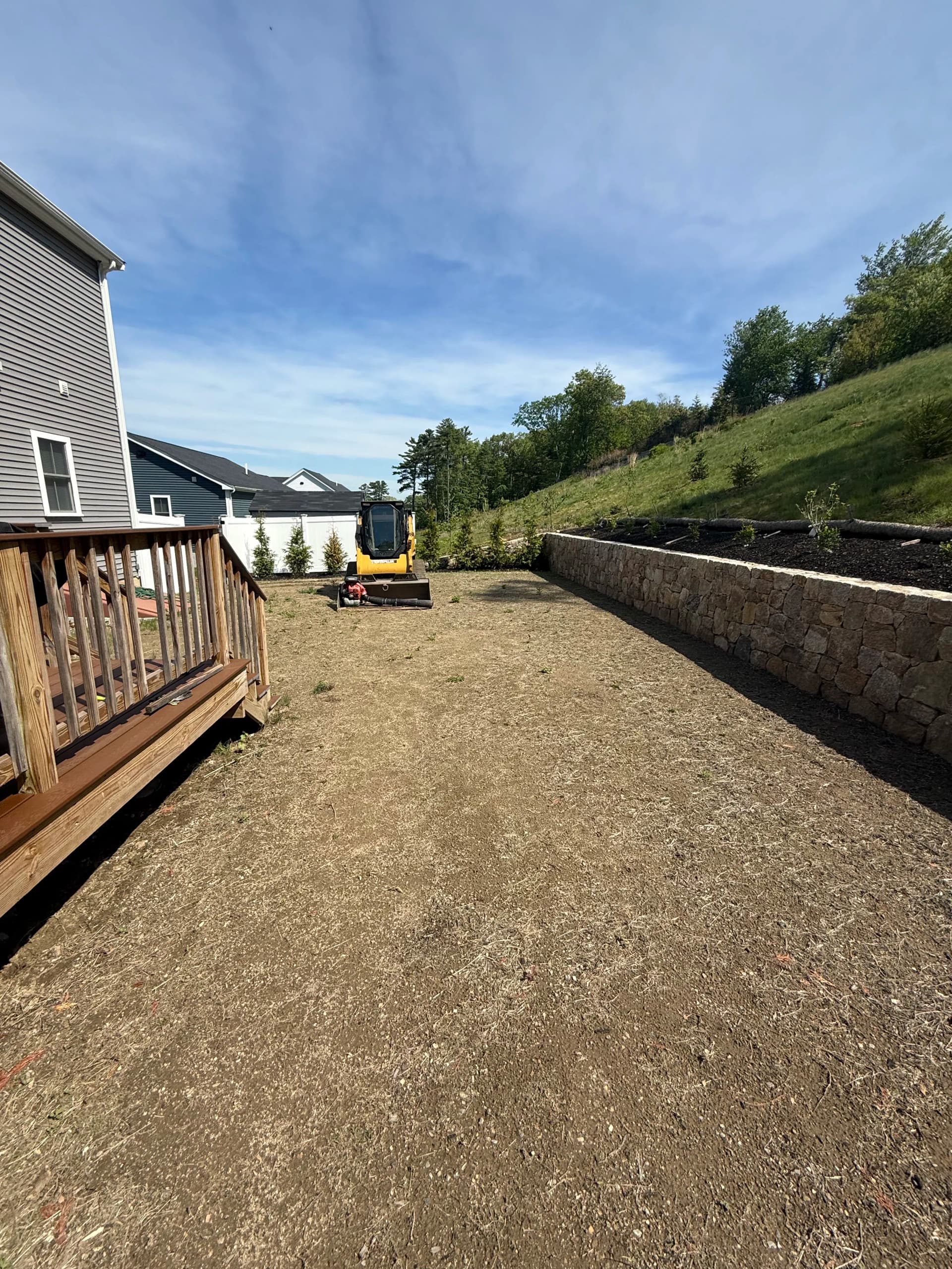 Backyard Sod Install and Retaining Wall in Douglas MA