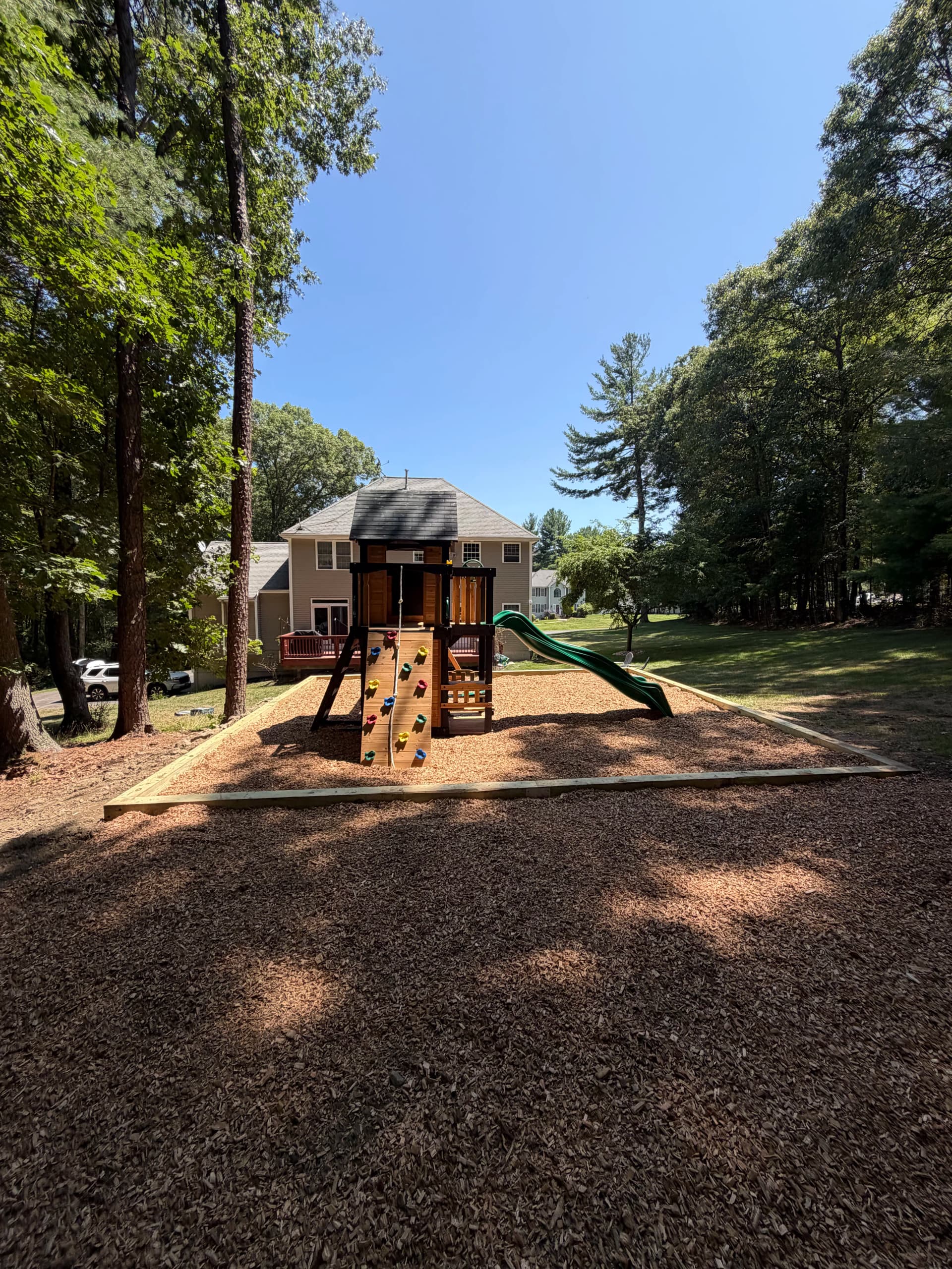 Backyard Playground Pad Build in Uxbridge MA
