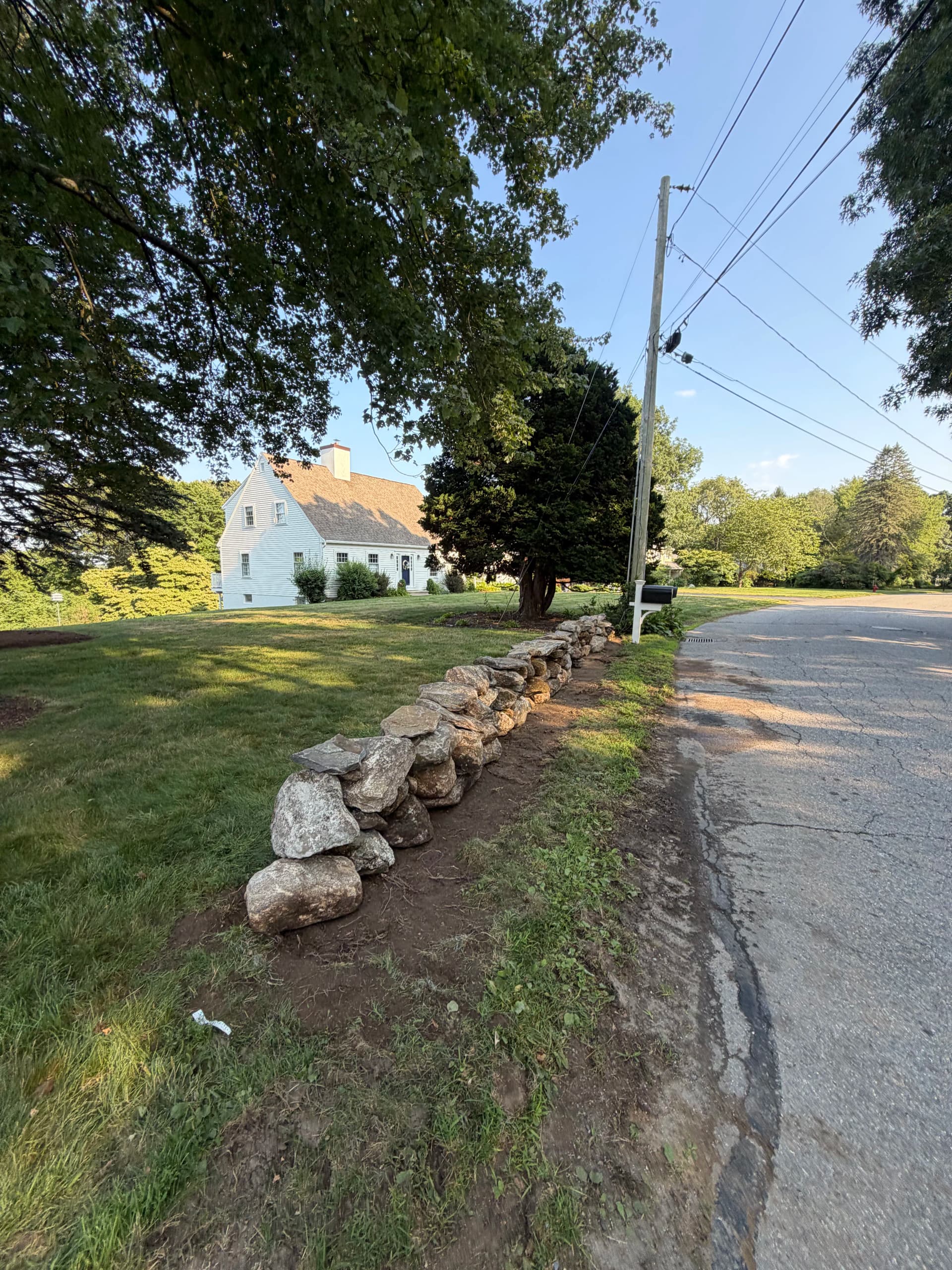 Gallery photos for Stone Wall Construction Along a Roadside Edge in Southborough: Image #4